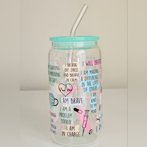 Nurse Daily Affirmation 16oz Clear Beer Can Glass Cup - Picture 3 of 5